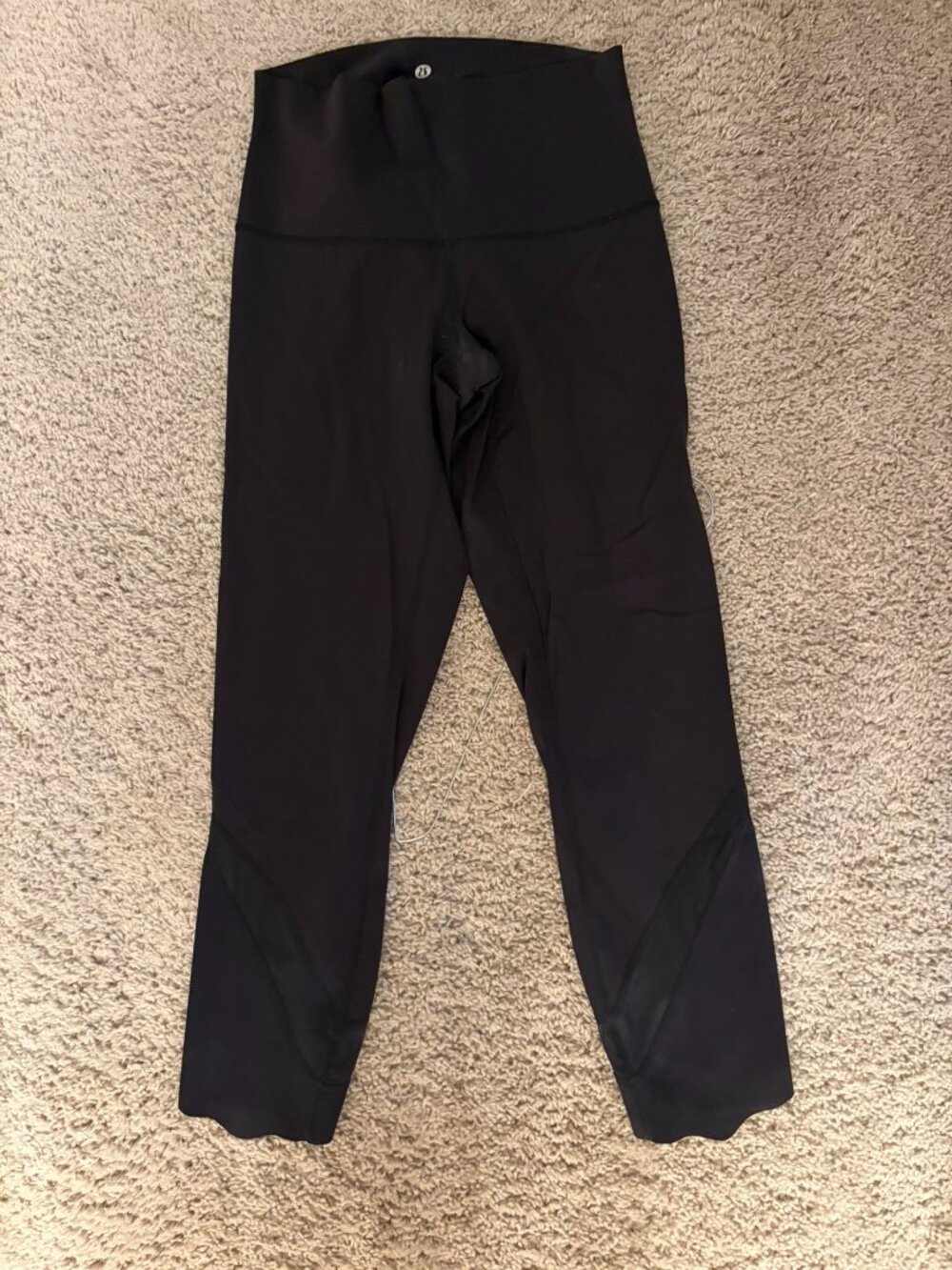 Lululemon Pace Rival Crop Leggings Black Mesh Panel Pockets Size 6 Run Yoga